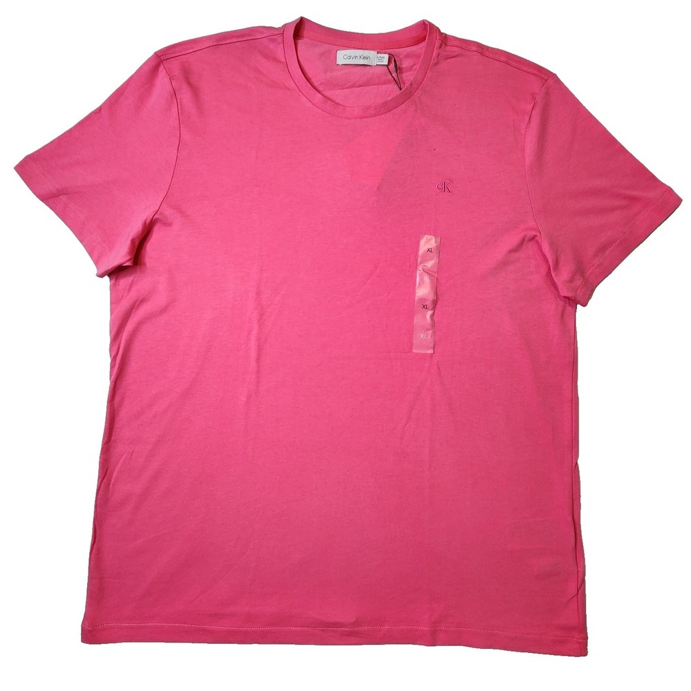 Calvin‎ Klein Men's T-shirt Embroidery Logo Smooth Cotton Pink Size XL